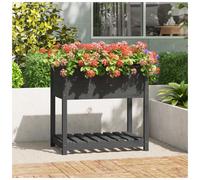 Wooden Raised Planter Grey Solid Pinewood 82.5x54x81 cm with Shelf Ergonomic DIY