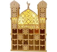 Wooden Ramadan Advent Calendar, Eid Ramadan Mubarak Advent Calendar, Eid Decoration Table Decoration Star LED lamp Moon Star lamp