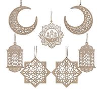 Wooden Ramadan Eid Decorations - Moon Star Wind Light Castle Shape Ornament