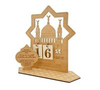 Wooden Ramadan Mubarak Decorations for Home Eid Advent Calendar Countdown 30 Days Islamic Table Decor with Lights Gift for Muslim Kids Toddlers Ramadan Party Supplies (C)