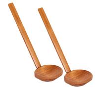 Wooden Ramen Spoon, 2Pcs Long Handle Large Hot Pot Spoons with Tortoise Design - Traditional Style Soup Spoons for Asian Cuisine and Dining