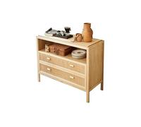 Wooden Rattan Sideboard - Stylish Storage Cabinet for Bedroom & Kitchen Wall-Mounted Drawer Unit Versatile Side Storage Solution Modern Home Decor Essential