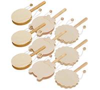 Wooden Rattle Baby Toys, DIY Painting, Early Education, Craft Kit for Kids with Non Poisonous Wood Material, Nature Color, Set of 3