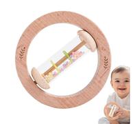 Wooden Rattle - Musical Toy, Sensory Hand Grip | Rain Stick Instrument, Developmental Learning Activity | Early Educational Eye Coordination Game Gift