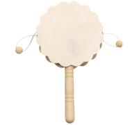 Wooden Rattle Toy, Flower-Shaped Drum Instrument, Do It Yourself Creative Design Kit, Smooth Handle Grip, Lightweight Natural Wood Finish, Made From Natural Wood Material, 6.3x3.35x1.18in