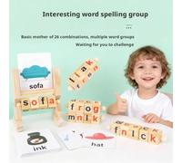 Wooden Reading Blocks Short Vowel Rods Spelling Games, Flash Cards Turning Rotating Letter Puzzle for Kids, Site Words Montessori Spinning Alphabet Learning Toy for Preschool Boys Girls