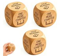 Wooden Reading Decision Dice, 6-Sided Engraved Prompt Bookish Game Cube, One More Chapter Novelty Keepsake, Desk Decor Accessory for Book Lovers, Funny Gift for Librarian Teacher Women Men (3pcs)