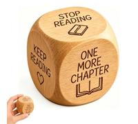Wooden Reading Decision Dice, 6-Sided Engraved Prompt Bookish Game Cube, One More Chapter Novelty Keepsake, Desk Decor Accessory for Book Lovers, Funny Gift for Librarian Teacher Women Men (1pcs)