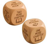 Wooden Reading Decision Dice, Art Timber Rolling Cube, Dice Cup Selector, Funny Gift, Fidget for Adults, Small Game Activities, 6-Sided Wood Engraved Quotes Adult Choice-Making Book Club Play (2PCS)