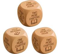 Wooden Reading Decision Dice, Art Timber Rolling Cube, Dice Cup Selector, Funny Gift, Fidget for Adults, Small Game Activities, 6-Sided Wood Engraved Quotes Adult Choice-Making Book Club Play (3PCS)