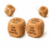 Wooden Reading Decision Dice for Book Lovers, 6-Sided Reading Time Choice Maker, Wooden Reading Dice Game for Bookshelf Classroom Book Club, Readers Teachers (2PC)