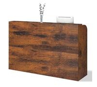 Wooden Reception Desk with Counter for Office Lobby - Functional Check-In Front Desk Rustic Burnt Wood Finish Construction Modern Design Commercial Use