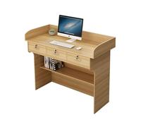 Wooden Reception Desk with Drawer Modern Office Cash Register Table Small Retail Transaction Counter Cable Management Included Stylish Customer Service Furniture