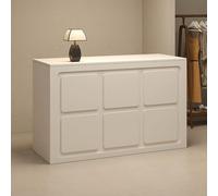 Wooden Reception Desk with Drawers & Storage Cabinets - Retail Checkout Counter for Beauty Salon Clothing Store & Office - Stylish Front Desk with Threading Hole