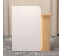 Wooden Reception Desk with LED Lights & Lockable Drawers - Small Retail Checkout Counter - Modern Reception Table for Sales & Customer Service