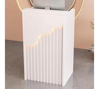 Wooden Reception Desk with LED Lights - Portable Podium Stand for Salon Shop & Hotel - Compact Reception Counter for Stylish Customer Service