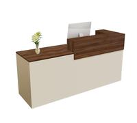 Wooden Reception Desk with Lockable Drawers Keyboard Tray & Customer Service Counter for Office & Cashier Left Side B (220 x 60 x 100 cm)