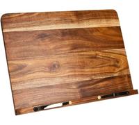 Wooden Recipe Book Holder Stand, Sturdy Acacia Wood Easel for Kitchen Countertop, Perfect for Cookbooks and Tablets