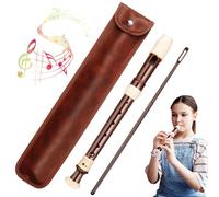 Wooden Recorder 8 Holes German Fingering Soprano Recorder Adults Children Learning Recorder for Beginners with Leather Protect Storage Bag Made of High-Quality Wood