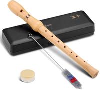 Wooden Recorder, C-Soprano Recorder, German Fingering, 8-Hole Flute for Children, Adults, Beginners, Maple Wood, Soprano Recorder with Wiper Rod, Cork Grease, Flute for Beginners
