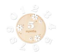 Wooden Recording Board, Circular Mīłeštòńe Set | 15cm Size 50g Weight 11pcs Pack | First Birthday Ŵhitë Flõweŕ Keepsake Gift for Growth Memory Tracking Mother