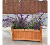 Gr8 Garden Rectangular Wooden Rectangular Planter Display Outdoor Flower Window Box Ornamental Basket Plant Pot Raised Bed Trough (Brown)