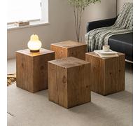 Wooden Rectangular Sofa Side Table, Farmhouse Coffee Table for Living Room, Home Office, Bedroom, Easy to Assemble, Space Saving Design