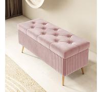 Wooden Rectangular Storage Ottoman Bench Versatile Indoor Storage Box Entryway Stool & Pouf Container with Legs for Bedroom Living Room & nized Spaces