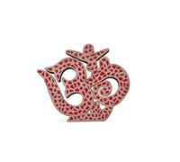 Wooden Red Om Symbol Wall Decoration With White Stone Work Hand Decorated Om Wall Hanging Living Room Bed Room Temple Yoga Room Religious Gift (Size:- 6" X 7") Indian Traditional New year Festival