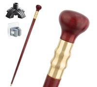 Wooden Red Round Scepter Cane, Ergonomic Handle, Non-Slip Design Durable and Portable Unisex Also a Fashion Accessory