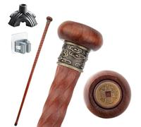 Wooden Red Round Scepter Cane, Ergonomic Handle, Non-Slip Design Durable and Portable Unisex Also a Fashion Accessory