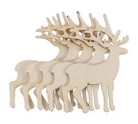 Wooden Reindeer Cutouts Christmas Reindeer Hanging Ornaments with Ropes for Decoration and Craft, Pack of 5