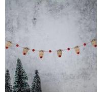 Wooden Reindeer Head with Red Noses Christmas Garland