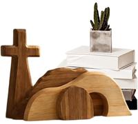 Wooden Resurrection Cross & Empty Tomb The True Meaning Of Easter, Creativity Easter Wooden Christian Scene,jesus Resurrections Set With Cross, Christian Home Decor