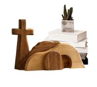 Wooden Resurrection Cross & Empty Tomb The True Meaning Of Easter, Easter Wooden Christian Scene, Easters Resurrection Scene Set, Jesus Resurrections Set With Cross, Christian Home Decor