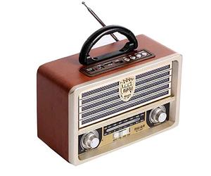 Wooden Retro Radio, AM SW FM Radio, Wireless Bluetooth Speaker 4.0, with Old Fashioned Style,Strong Bass, Mini Audio Outdoor Loud Volume,A
