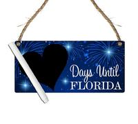 Wooden Reusable Days Until Florida Countdown Chalkboard Plaque - MDF Gift for Travel Lovers Holiday Keepsake - Holiday Countdown Sign Ideal for Children (with Pen) (Large: 29 cm (H) × 13.5 cm (W))