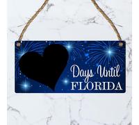 Wooden Reusable Days Until Florida Countdown Chalkboard Plaque - MDF Gift for Travel Lovers Holiday Keepsake - Holiday Countdown Sign Ideal For Children (Without Pen)