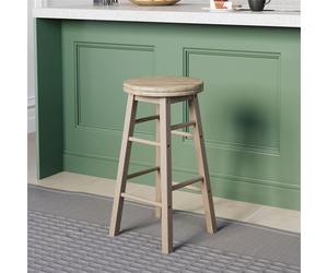 Wooden Revolving Stool Light Brown Swivel Bar Pub Chair Kitchen Breakfast Seat