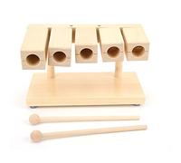 Wooden Rhythm Blocks, 5 Tone Maple Musical Percussion Block, Crisp Sound, Clear Texture with Temple Mallets for Opera Ensemble