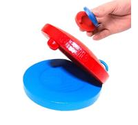 Wooden Rhythm Castanet, Kids Percussion Hand Set, 2.17 x 2.17 Inch Universal Fit Sound Toy with Smooth Beat System, Natural Wood Music Instrument Design, Spanish Learning Style Tool, Children Music