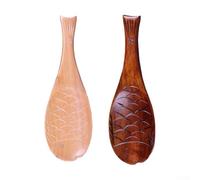 Wooden Rice Paddle Set Featuring Fish Shape Design Sturdy Heat Resistant Utensils for Serving Mixing and Stirring Rice and Salads (Big)