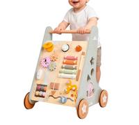 Wooden Rider - Adjustable Handle Silent Toy - Learning Pusher - For Boys Girls Home Indoor Outdoor Global Motor Skills