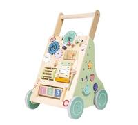 Wooden Rider, Silent and Safe Toy with Smooth Rolling and Adjustable Handle - Natural Wooden Pusher - for Learning to Walk at Home Indoor and Classroom
