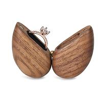 Wooden Ring Box Heart Shaped Ring Box for Wedding,Proposal,Engagement Ring Box,Wood Ring Case Wood Ring Holder Gift (True Love Eternal Black Walnut)
