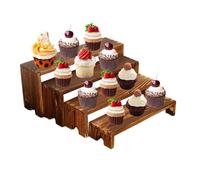 Wooden Riser Set of 4 - 32x7.5x14 cm Elevation Platform for Home Decor Perfect for Party Tables Desks Buffets Kitchen Farmhouse Spice Display