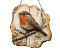 Wooden Robin Design Wall Plaque - 20x19cm Christmas Decoration, Rustic Home Decor for Fireplace/Mantel/Shelf
