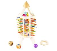 Wooden Rocket Toy, 13.7x5.2x5.2 Inch Wooden Stacking Game, Color Sorting, Interactive Play, Early Development, Kids, Boys, Girls, Nursery, Playroom