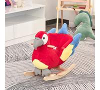Wooden Rocking Horse for Toddlers with Soft Plush Seat and Safety Backrest, Kids Indoor Outdoor Ride On Toy for Ages 1-3