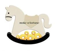 Wooden Rocking Horse Home Decor - “Make a Fortune” & “Strike It Rich” 2026 Year of The Horse Ornament, Modern Feng Shui-Inspired Wall Art for Entryway, Living Room, Desk (20x17cm)